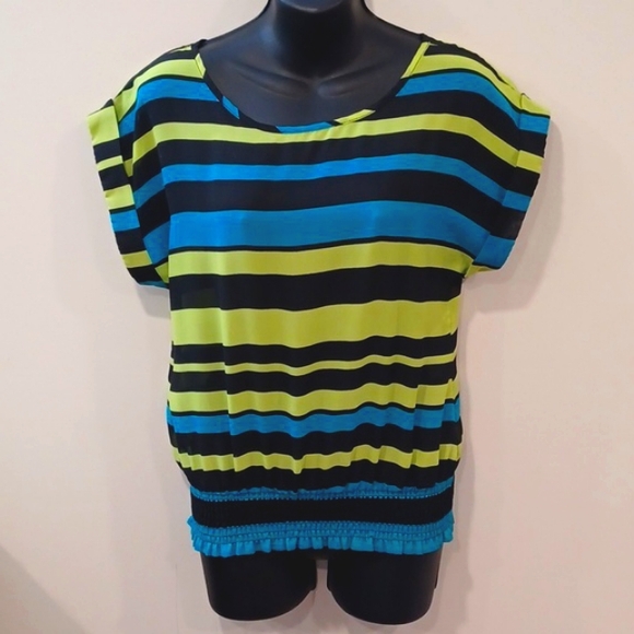 Wet Seal Relaxed Fit Sheer Pull On Striped Blouse- Sz. XS - Picture 7 of 7